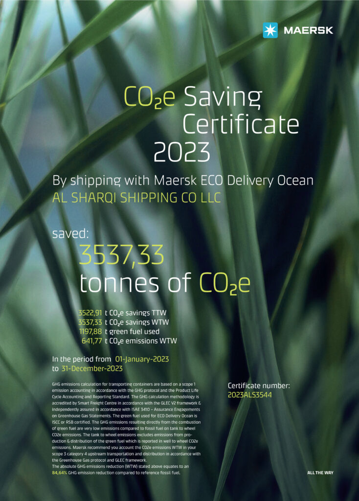 Maersk ECO Delivery Certificate158